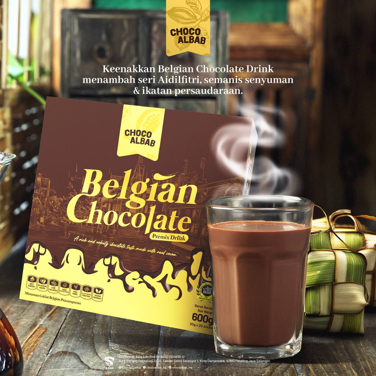 ChocoAlbab - Belgian Chocolate Premix Drink (30gm/20sachets/pkt)